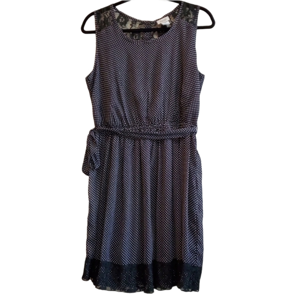 Polka Dot Lace Trimmed Mini Dress